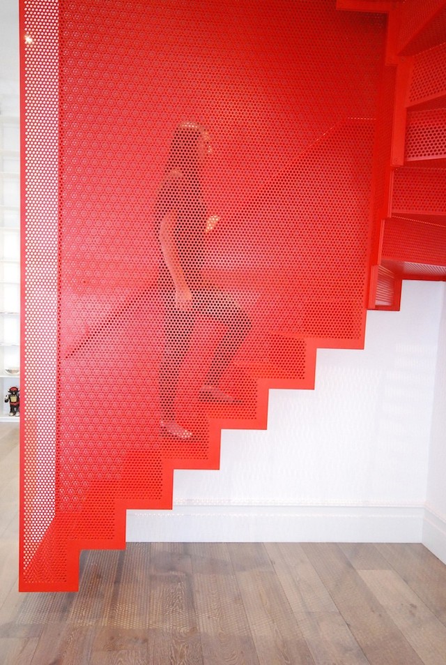 Hanging Red Stairs in London House-2