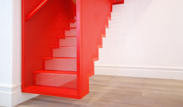 Hanging Red Stairs in London House-4