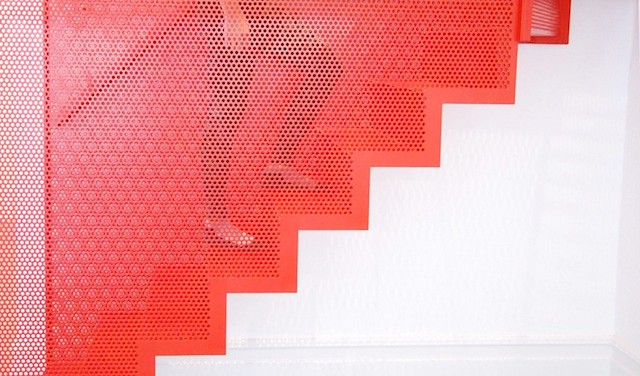 Hanging Red Stairs in London House-5