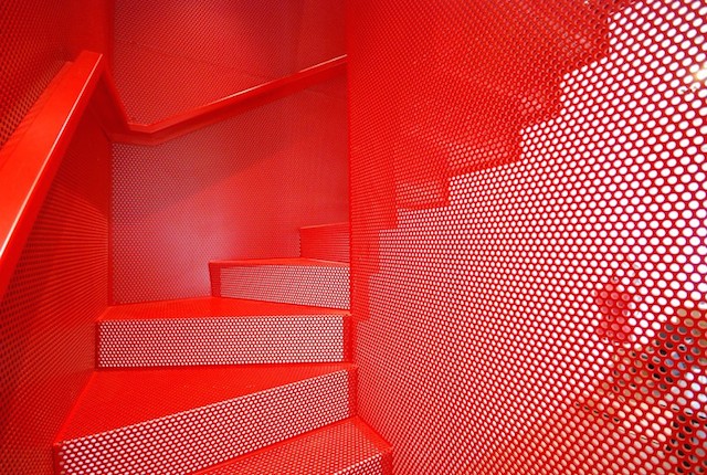 Hanging Red Stairs in London House-6