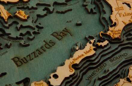 3D Laser Cut Wood Maps of Hidden Underwater World