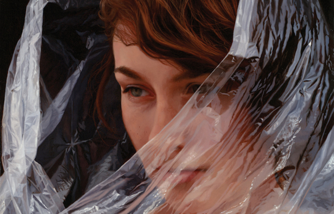 Hyperrealistic Crinkled Plastic Paper Paintings