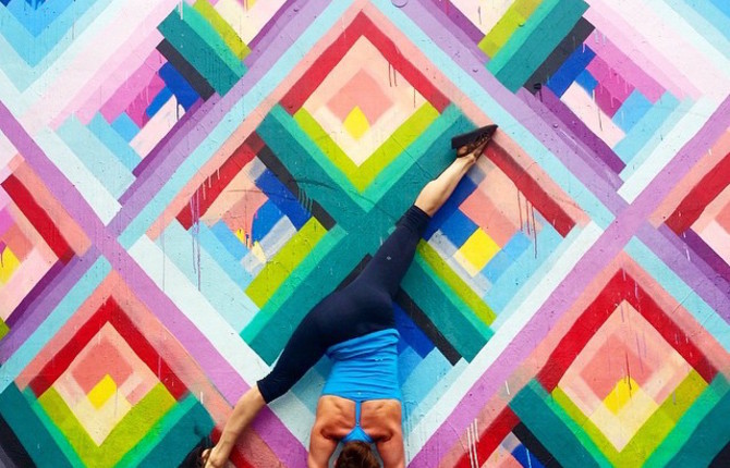 Yoga Poses with Street Art Graffiti