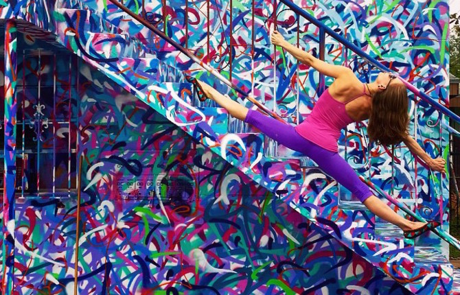 Yoga Poses with Street Art Graffiti