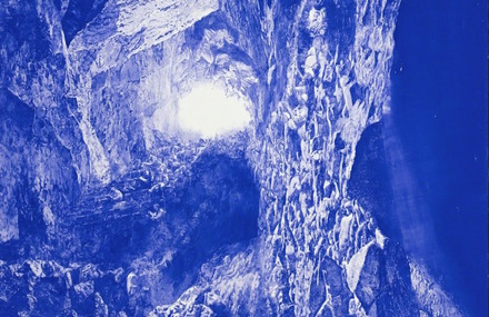 Monochromatic Blue Paintings by Mark Tansey