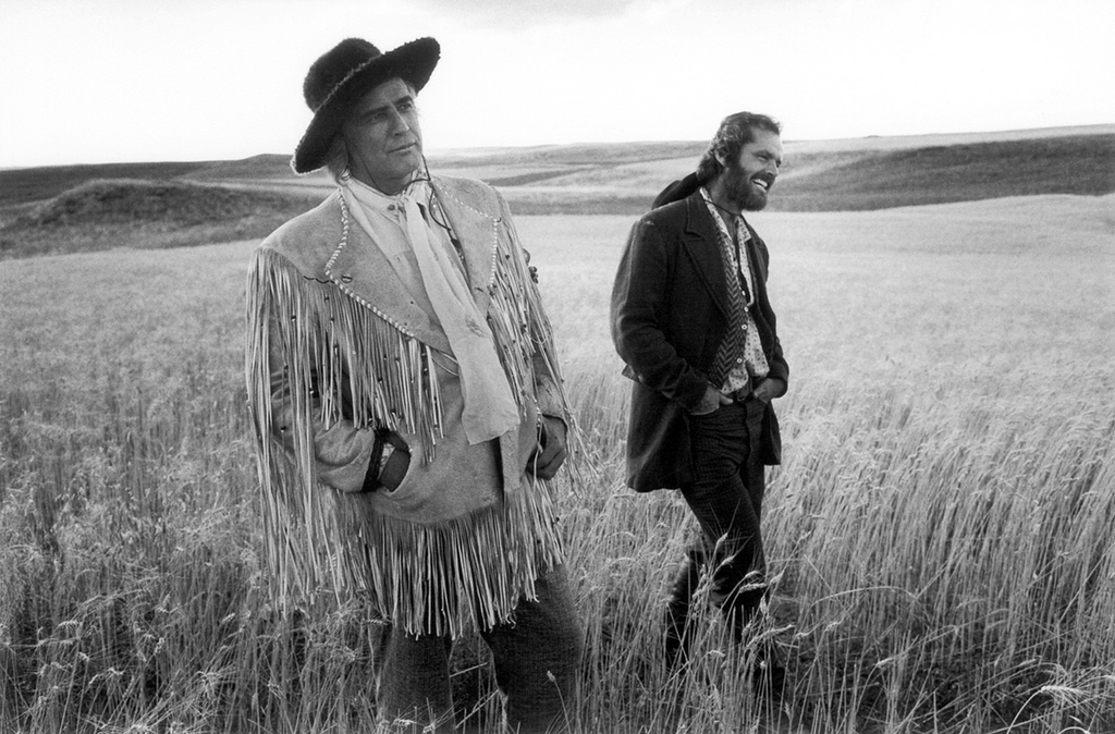 Marlon Brando & Jack Nicholson on the set of The Missouri Breaks,Billings, Montana 1975
