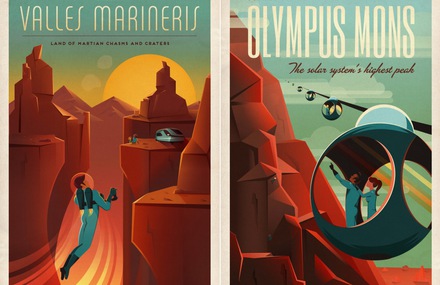 Vintage-Style Mars Travel Posters