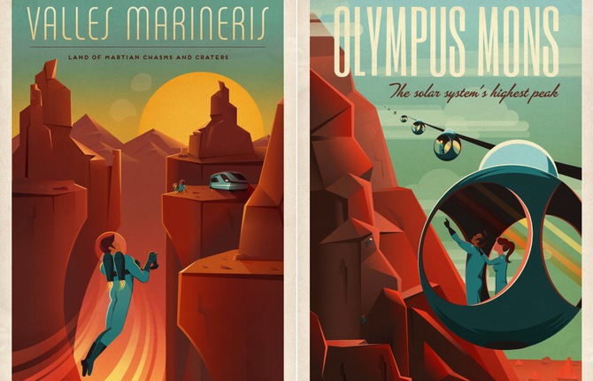 Vintage-Style Mars Travel Posters