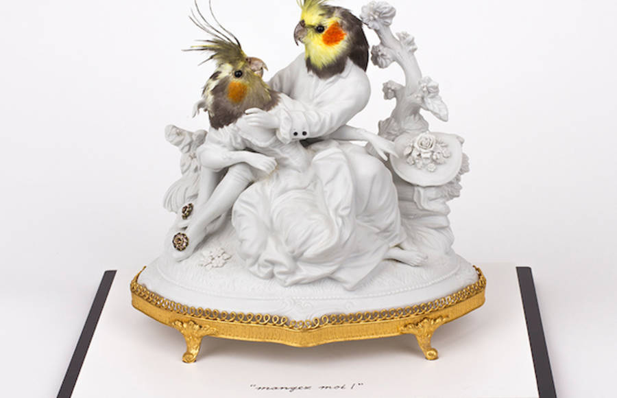 Porcelain Sculptures with Birds Heads