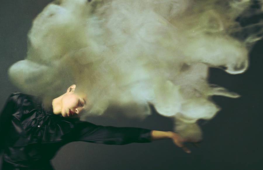 Woman Portraits Showing Chaos with Smoke