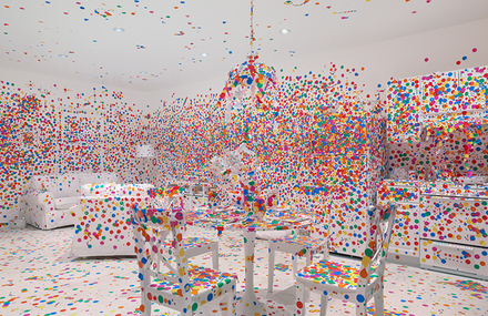 The Obliteration Room with Colorful Polka-Dot Stickers