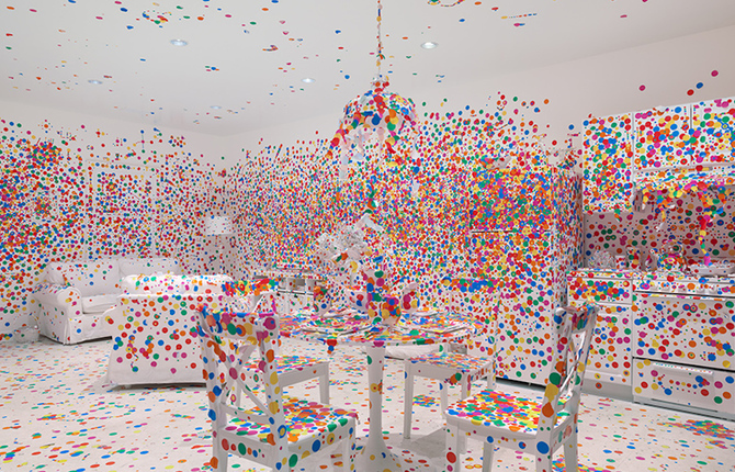 The Obliteration Room with Colorful Polka-Dot Stickers
