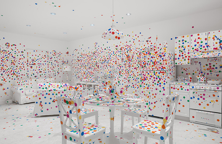 The Obliteration Room with Colorful Polka-Dot Stickers