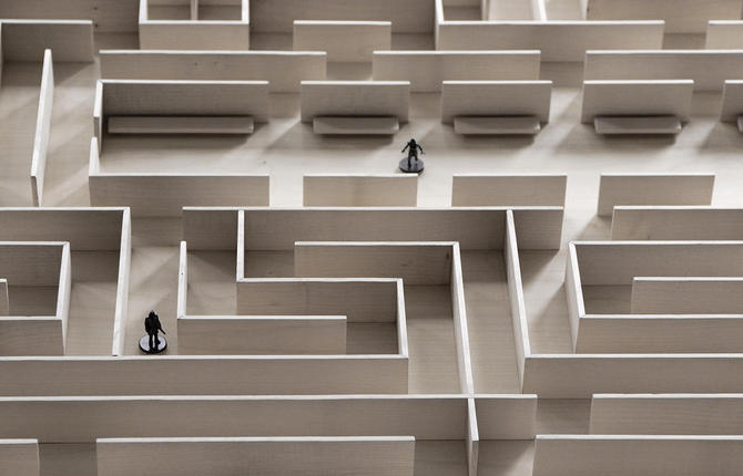 A Wooden Coffee Table with a Magnetic Maze