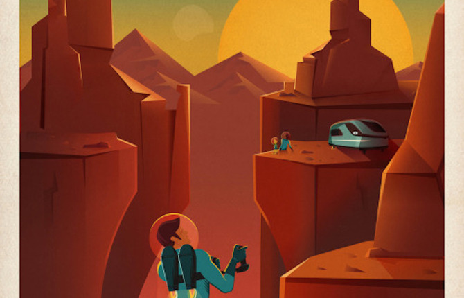 Vintage-Style Mars Travel Posters