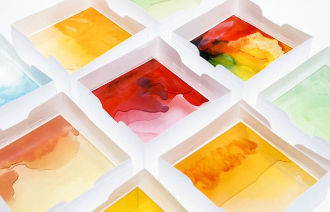 Colorful Light Boxes Made of Gummy Bears Candies