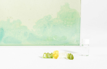 Colorful Light Boxes Made of Gummy Bears Candies