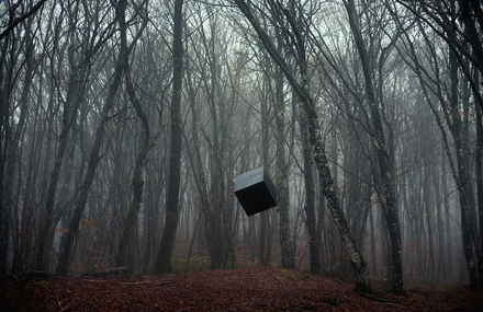 A Black Cube Floating in Nature