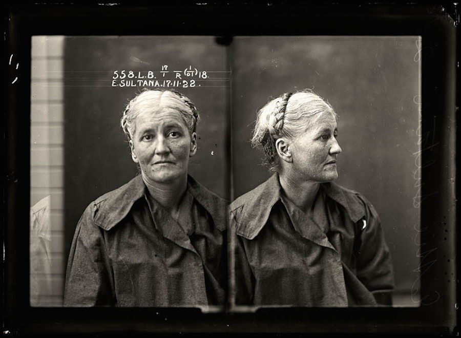 Ettie Sultana, criminal record number 558LB, 17 November 1922. State Reformatory for Women, Long Bay.