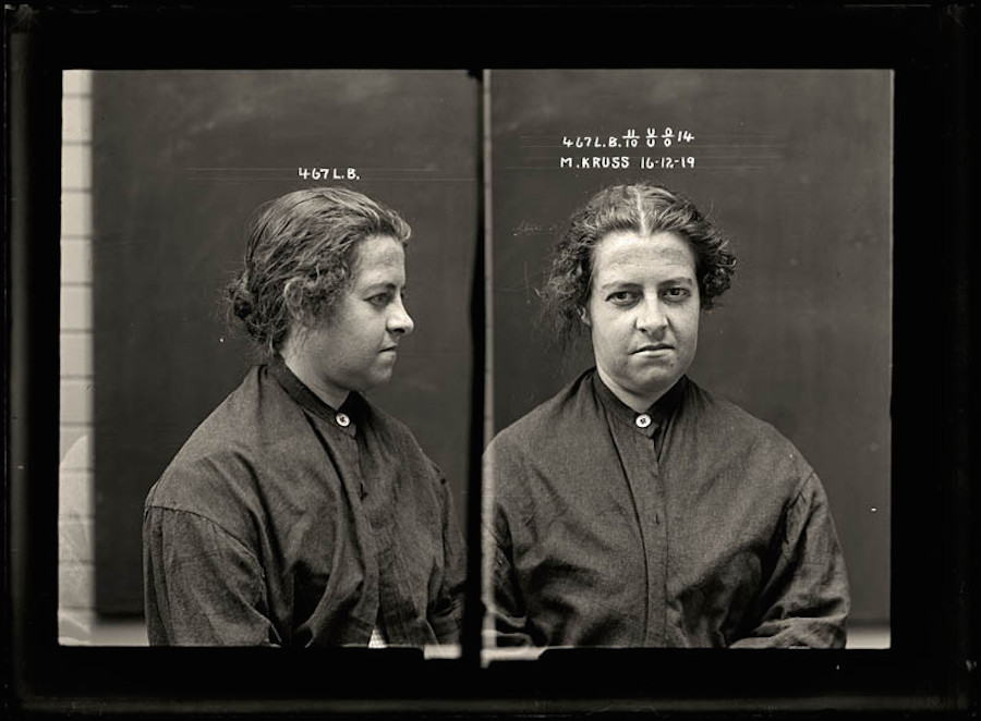 Mildred Kruss, criminal record number 467LB, 16 December 1919. State Reformatory for Women, Long Bay.