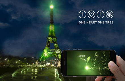 Plant trees all over the world growing symbolically at the rythm of your heartbeat on the Eiffel Tower