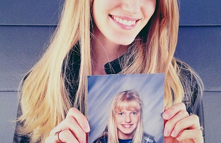 Portraits of Adults Posing with Their School Photos