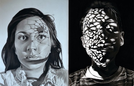 Charcoal Portraits with Shadows