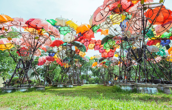 Colorful Umbrellas for a Dreaming Area