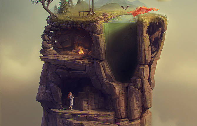 Digital Paintings of Surreal Islands