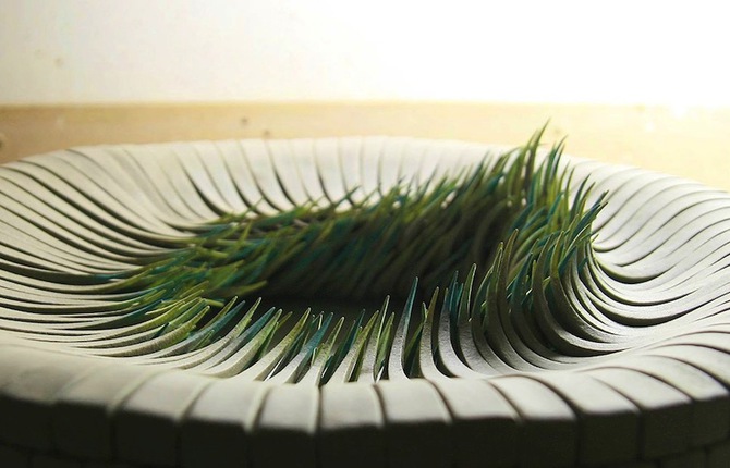 Paperlike Ceramics of Sprouting Blades of Grass