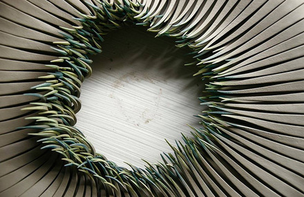 Paperlike Ceramics of Sprouting Blades of Grass