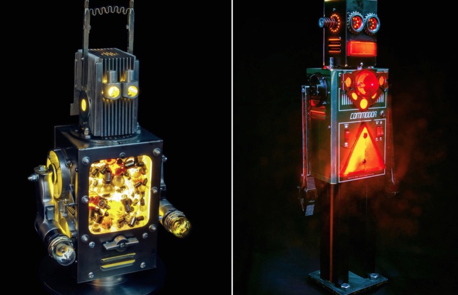 Illuminated Metal Robots