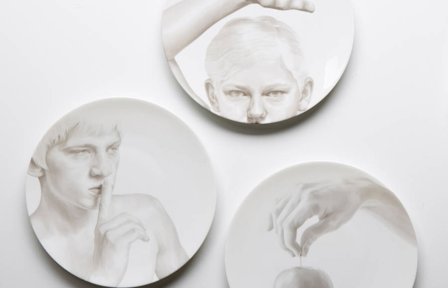 Hand-Drawn White Plates Collection