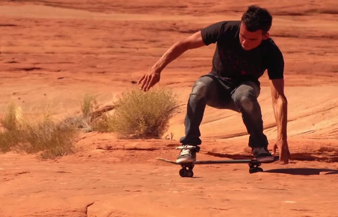 A Skateboard Ride From Rocky Desert to Cityscapes