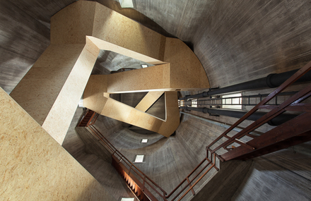 Wooden Stairs in a Water Tower