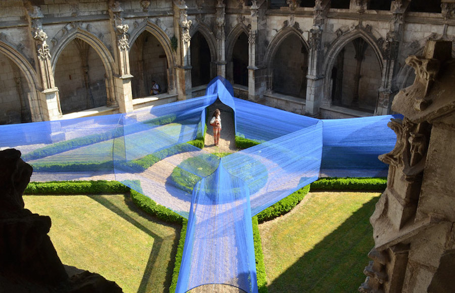 Blue Strings Tunnels in a Gothic Cloister Garden