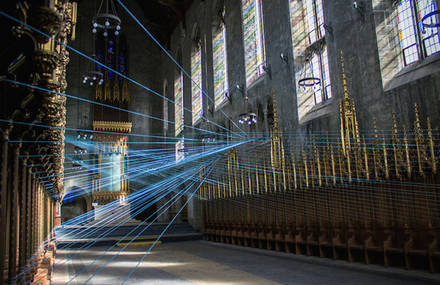 Blue Wires Installation in a Philadelphia Chapel