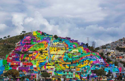 Gigantic Street Art Painting on 200 Houses in Mexico