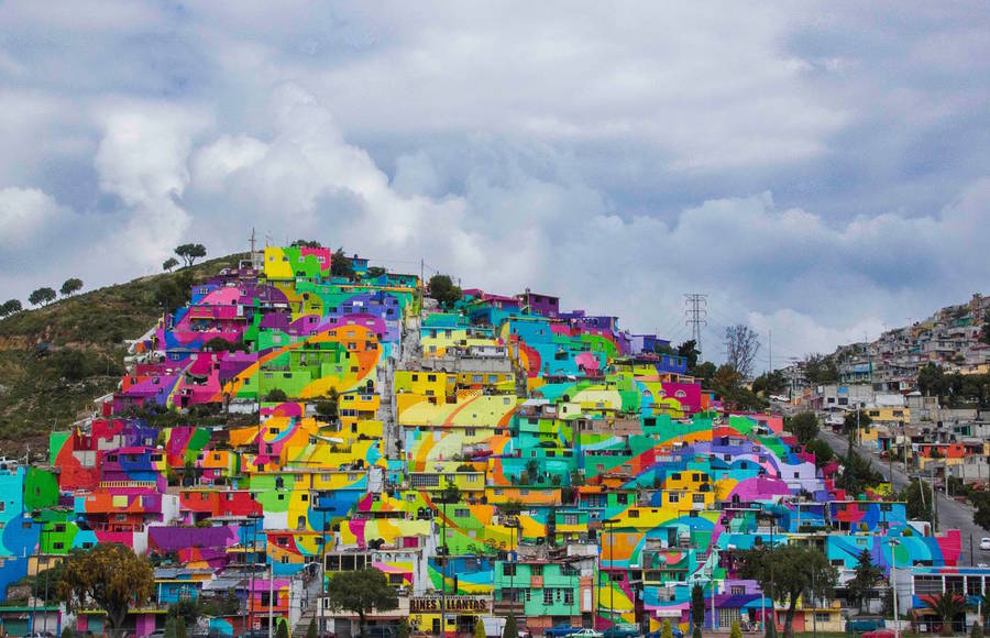 Gigantic Street Art Painting on 200 Houses in Mexico
