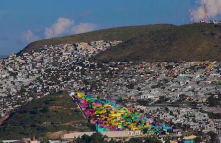 Gigantic Street Art Painting on 200 Houses in Mexico