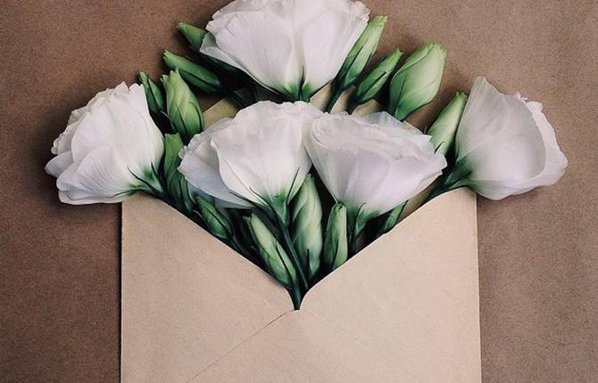 Flowers Bouquets in Vintage Envelopes