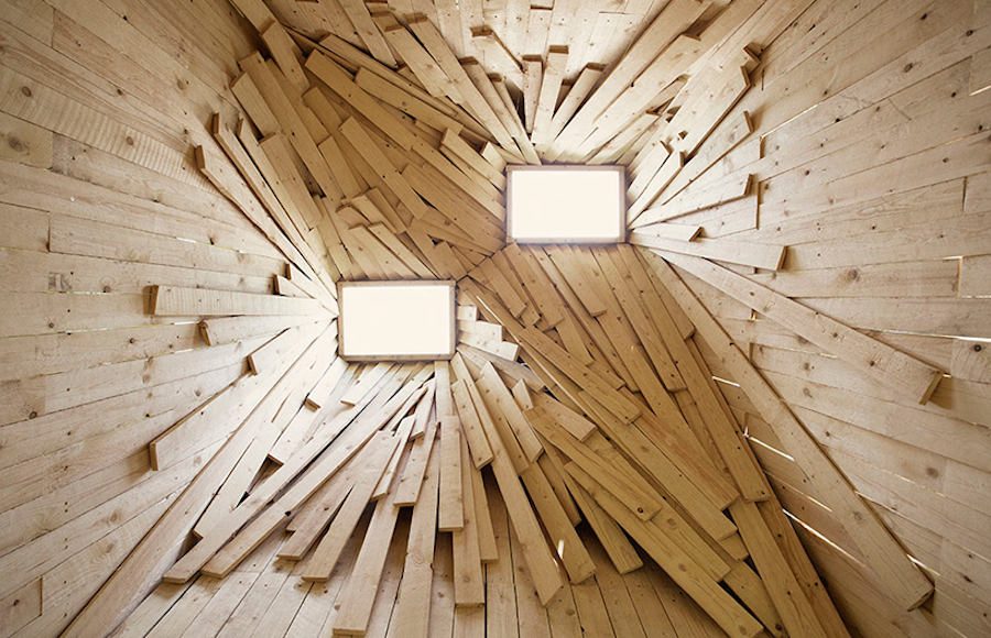 Wooden Deep Cave Installation Made with Planks