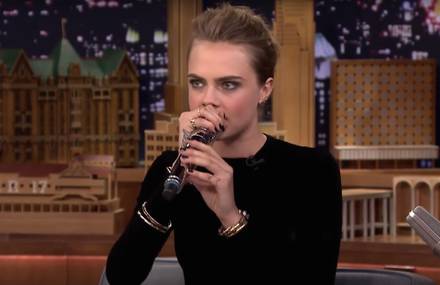 Cara Delevingne Beatboxing in Balmain