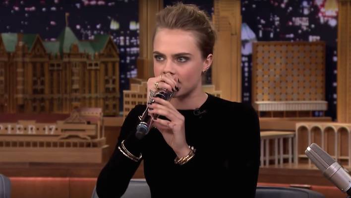 Cara Delevingne Beatboxing in Balmain