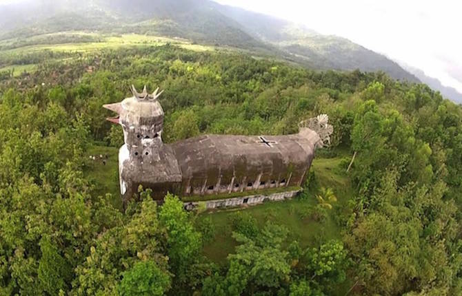 Abandoned Indonesian Church Shaped like a Chicken