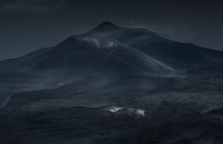 A Lunar Landscape at Night