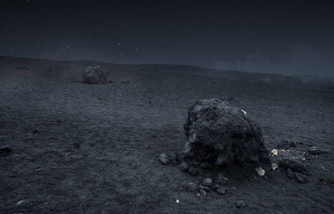 A Lunar Landscape at Night