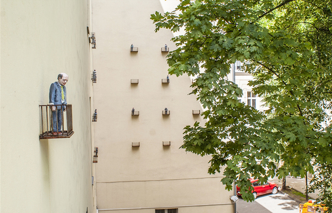 Miniature Cages-like Balconies Attached to a Building