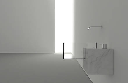 Invisible Bathroom Sink Made of Marble and Glass