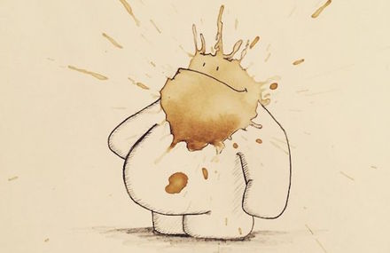 Funny Monster Drawings Made From Coffee Stains